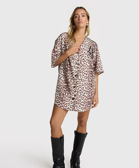 ALIX The Label Baseball Shirt Jurk Leopard
