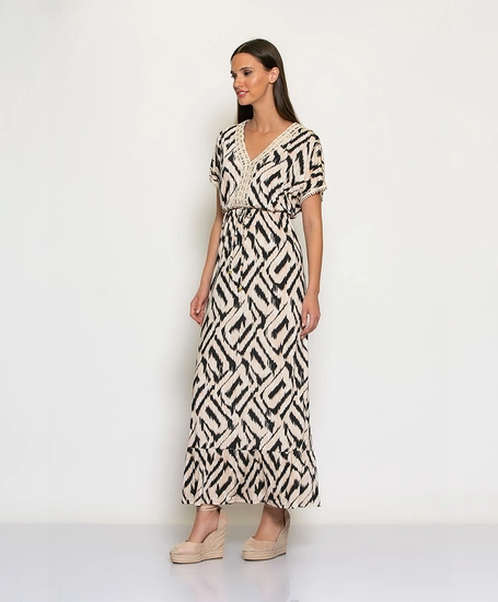 Batida Maxi Jurk Allover Print V-Hals