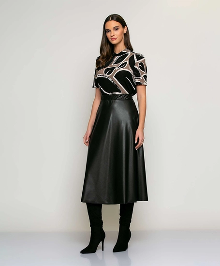 Batida Midi Rok Leer