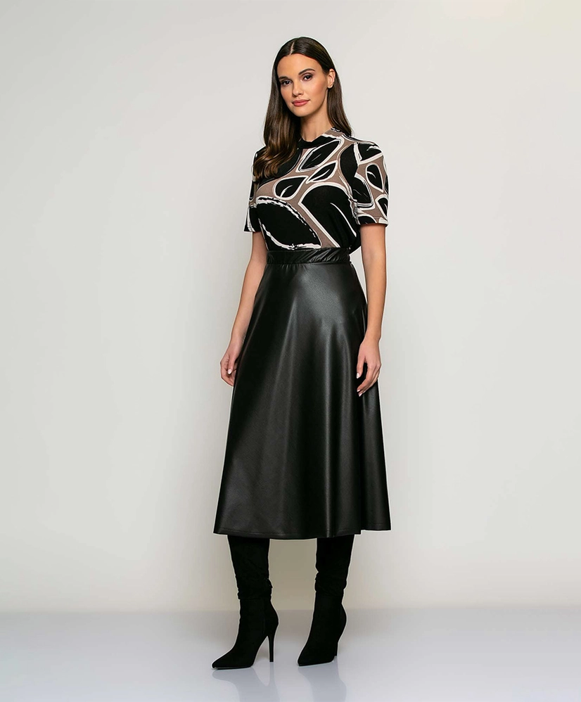 Batida Midi Rok Leer