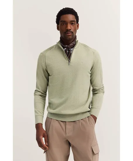 Bugatti Half Zip Trui Effen