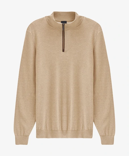 Bugatti Half Zip Trui Effen