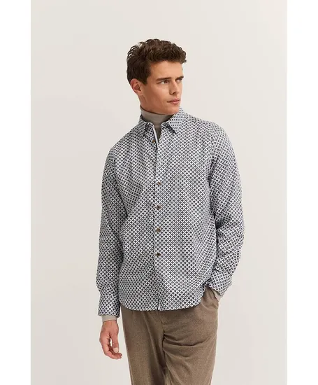 Bugatti Overhemd Allover Print Modern Fit