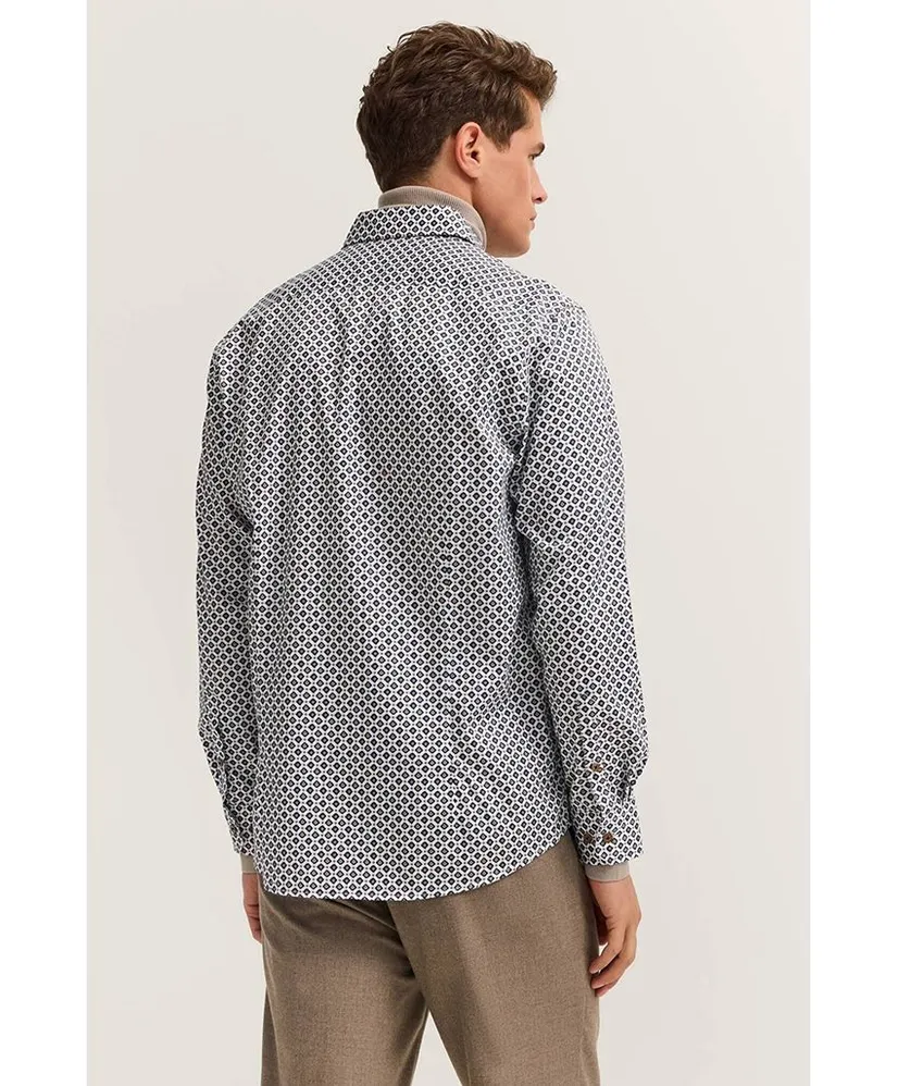 Bugatti Overhemd Allover Print Modern Fit