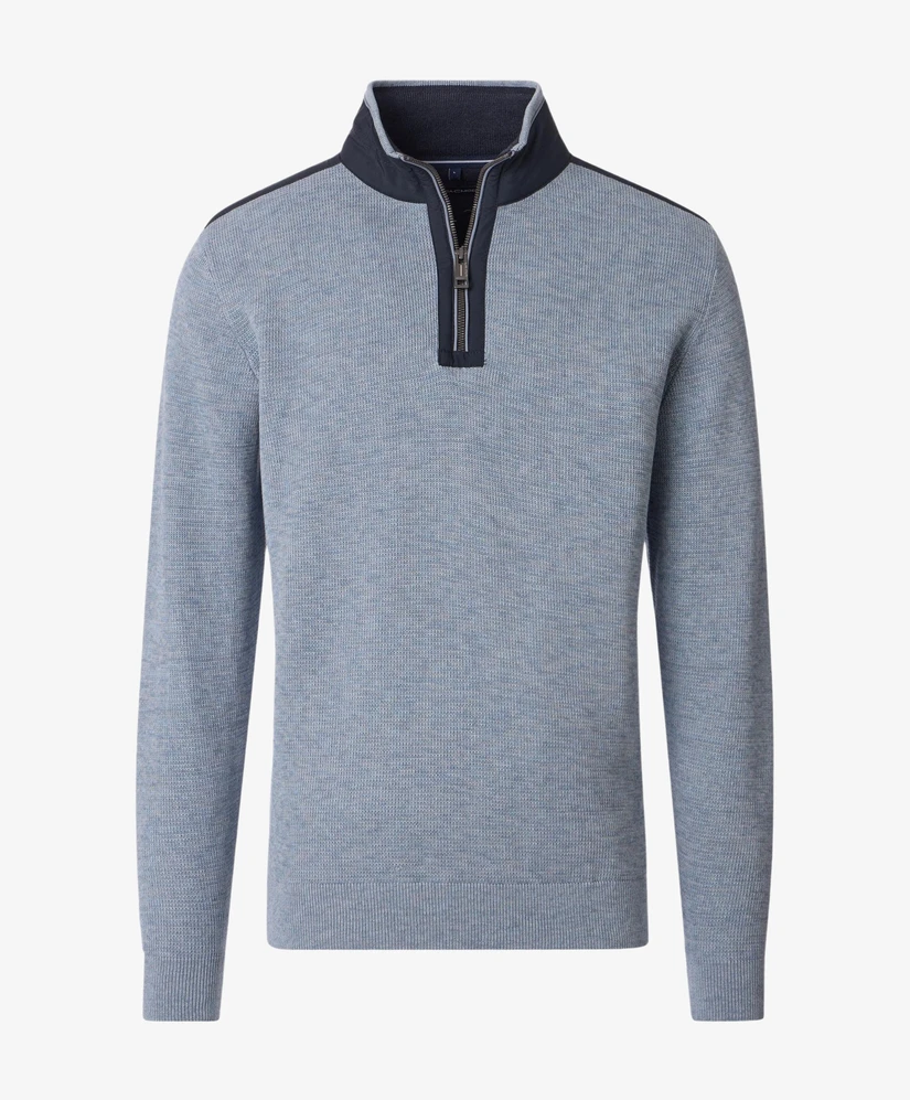 Casa Moda Trui Half-Zip Allover Print