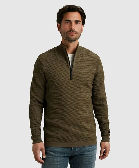 Cast Iron Half Zip Trui Soft Blend