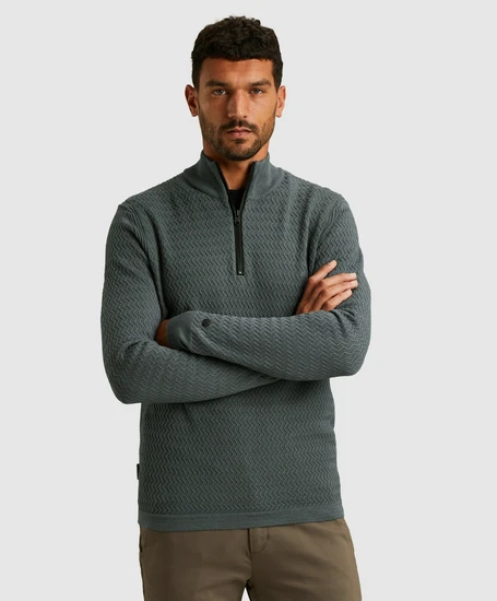 Cast Iron Half Zip Trui Soft Blend