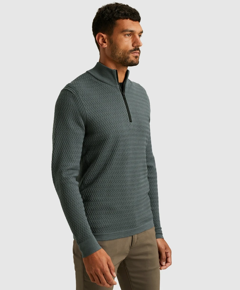Cast Iron Half Zip Trui Soft Blend