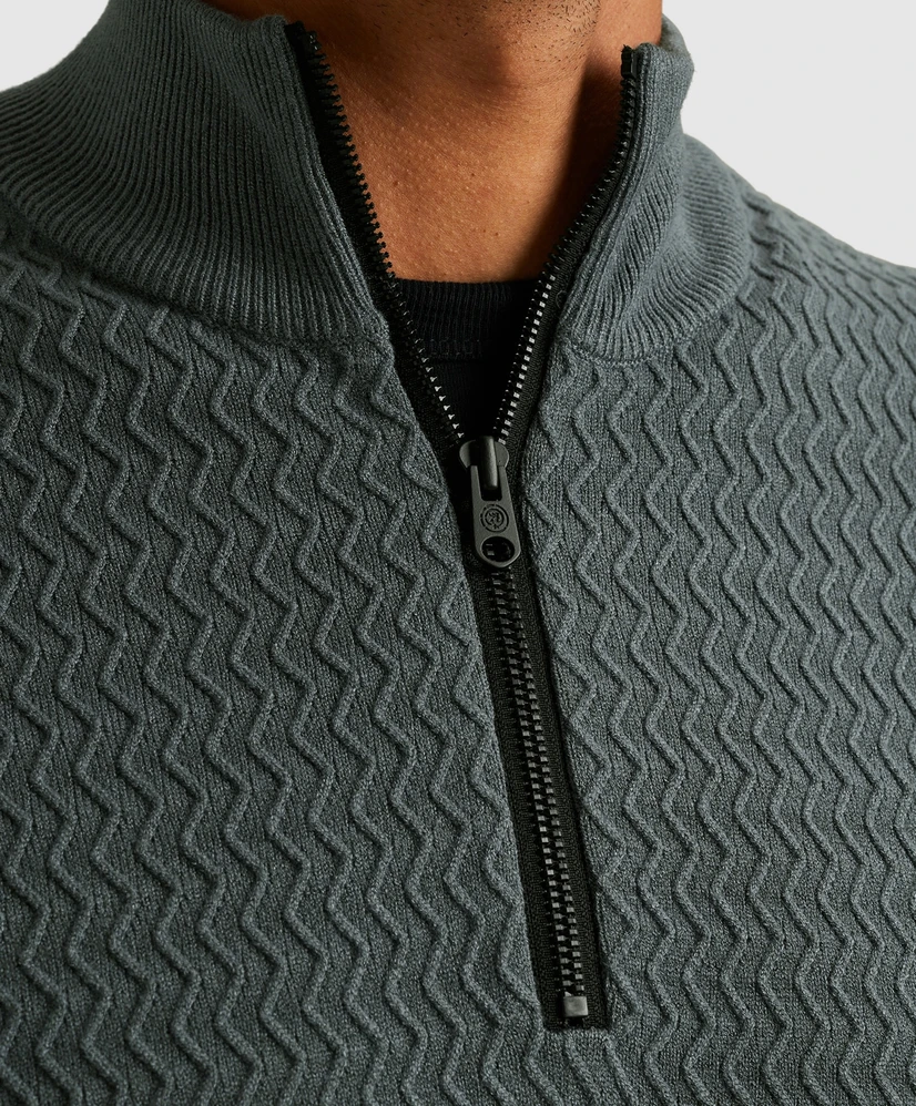 Cast Iron Half Zip Trui Soft Blend