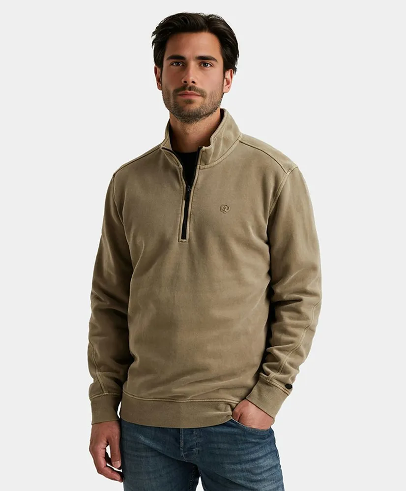 Cast Iron Trui Half-Zip Effen