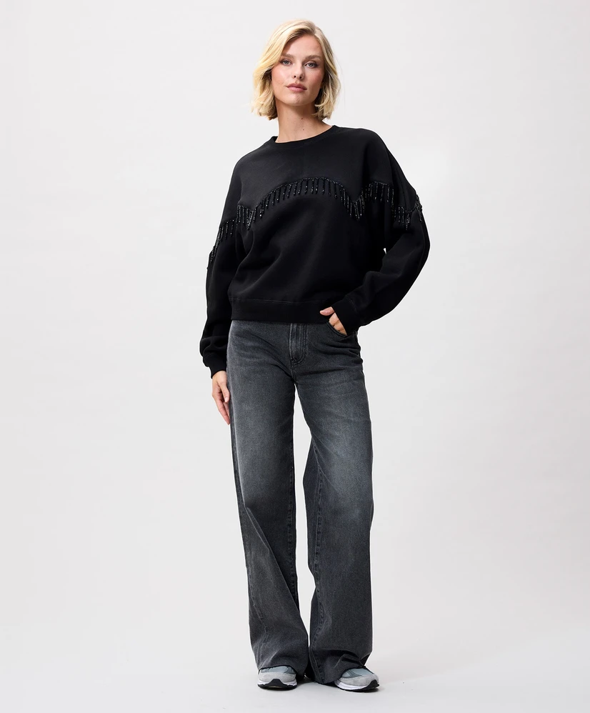 Catwalk Junkie Sweater Beaded Fringed