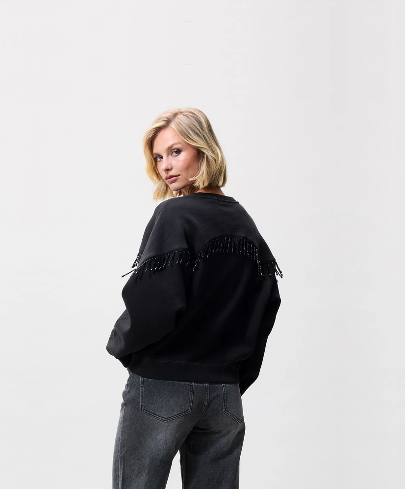 Catwalk Junkie Sweater Beaded Fringed