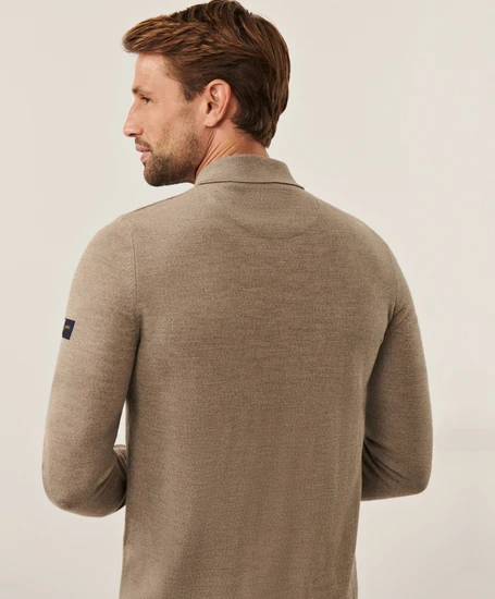 Cavallaro Napoli Merino Long Sleeve Zip Polo