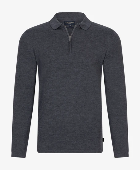 Cavallaro Napoli Merino Long Sleeve Zip Polo