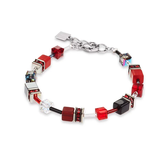 Coeur de Lion Geocube Armband - Red-Grey 4014/30-0