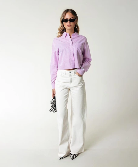 Colourful Rebel Cropped Blouse Aliya Stripe