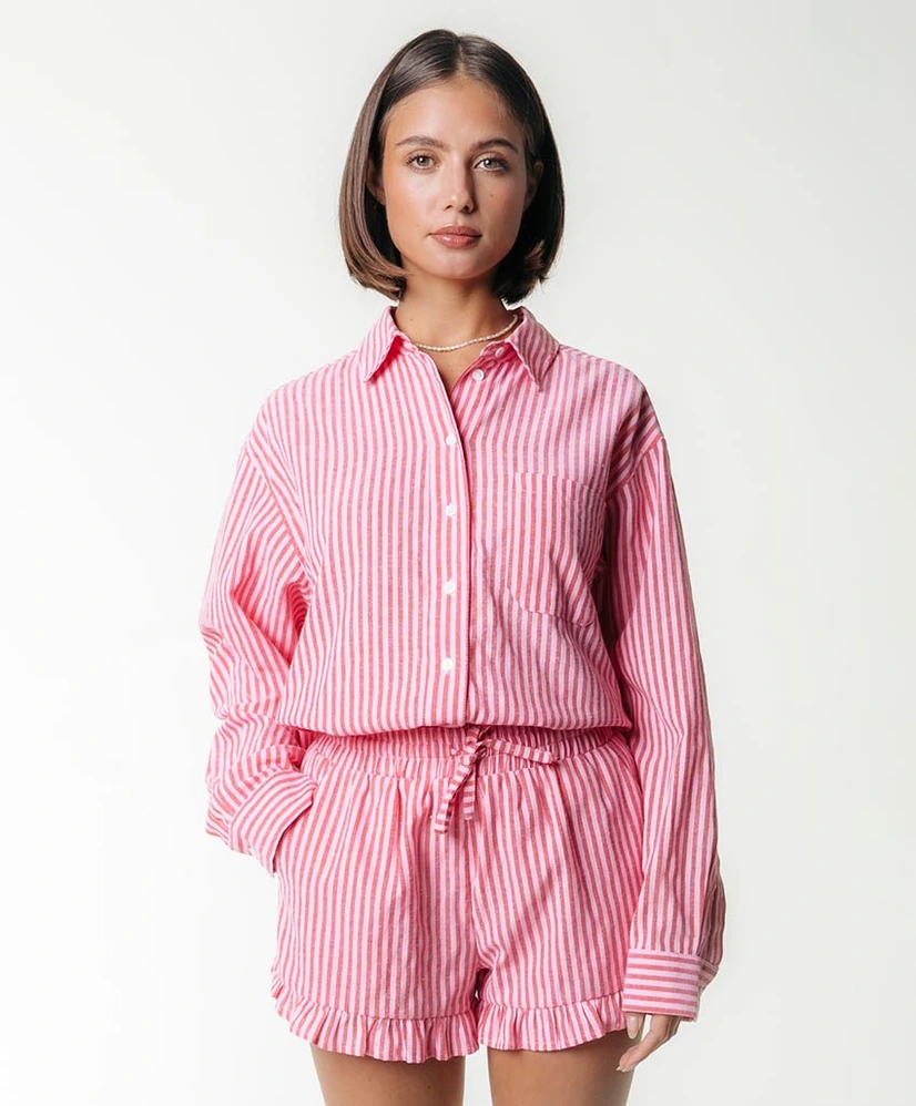 Colourful Rebel Short Sensa Striped Ruffle