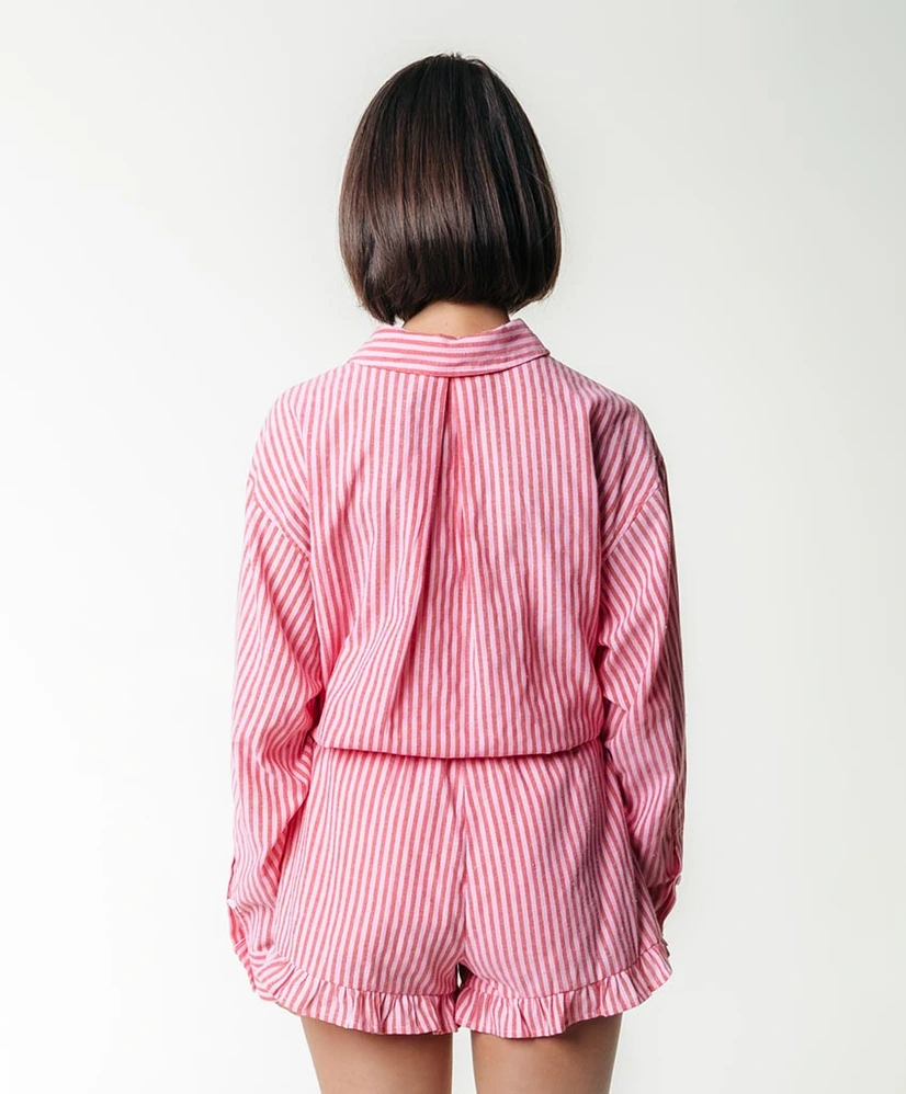 Colourful Rebel Short Sensa Striped Ruffle