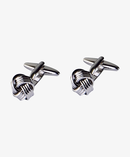 CUFFLINK SILVER SHINY KNOT