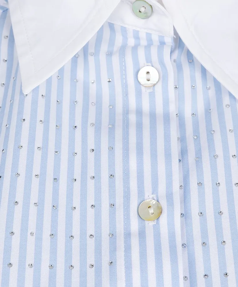 EsQualo Blouse Rhinestones Striped