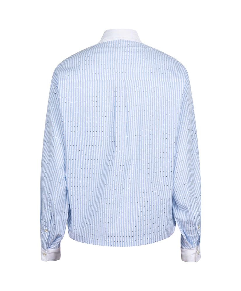 EsQualo Blouse Rhinestones Striped