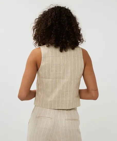 EsQualo Gilet Linnen Stripe