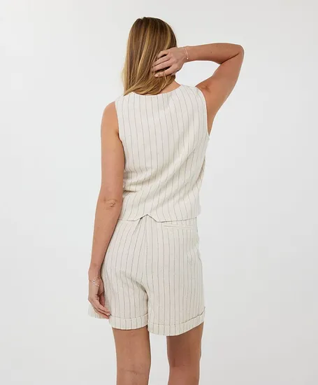 EsQualo Gilet Linnen Stripe