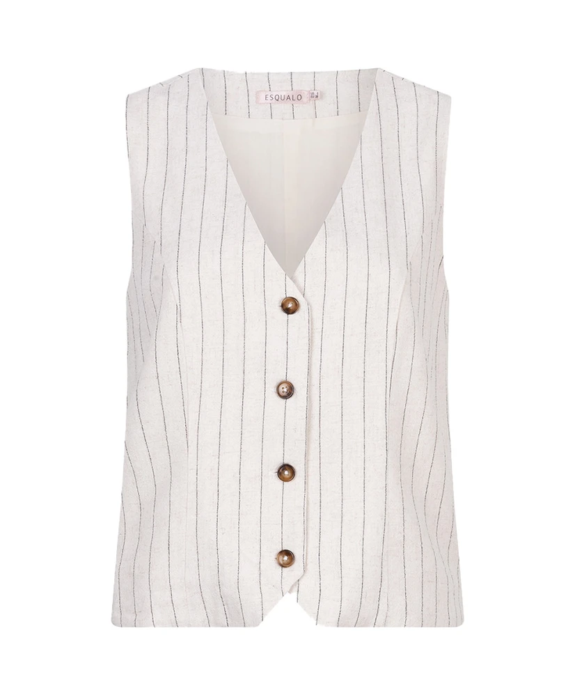 EsQualo Gilet Linnen Stripe