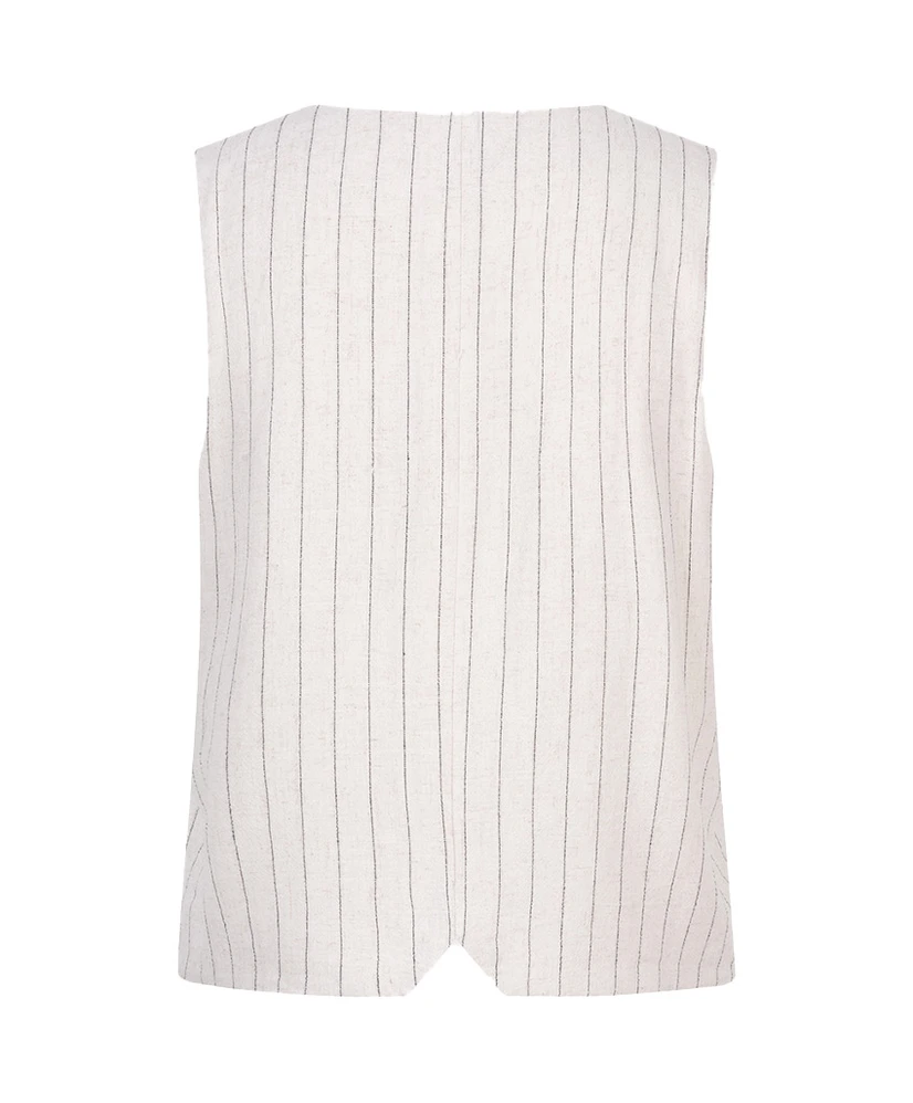 EsQualo Gilet Linnen Stripe