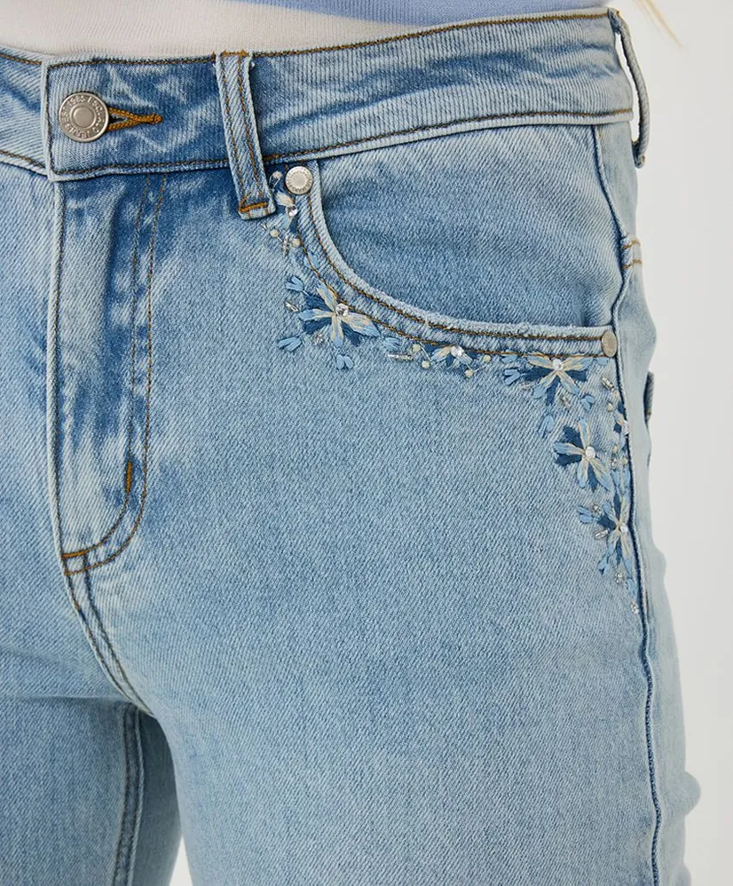 EsQualo Jeans Embroidery Straight Fit