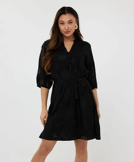 EsQualo Jurk Allover Embroidery