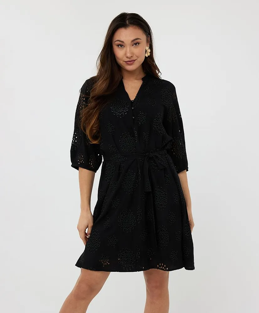 EsQualo Jurk Allover Embroidery