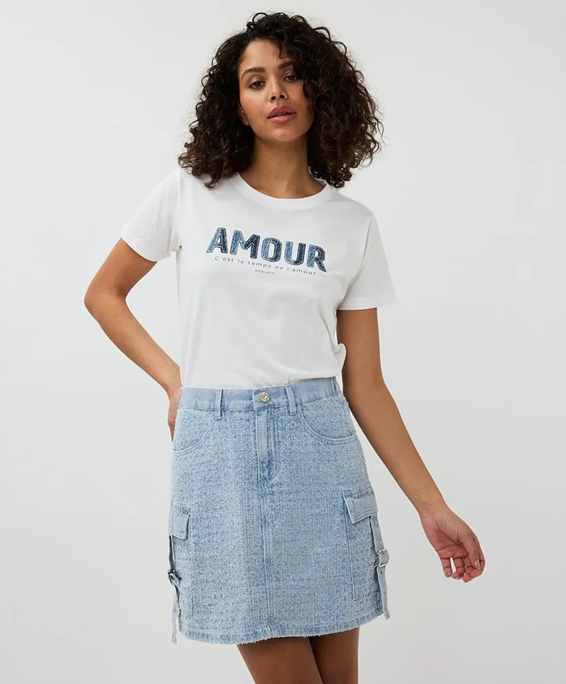 EsQualo T-shirt Patched Denim