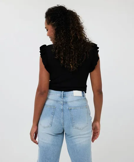 EsQualo Top V-neck Ruffle