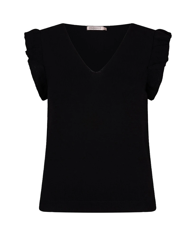 EsQualo Top V-neck Ruffle