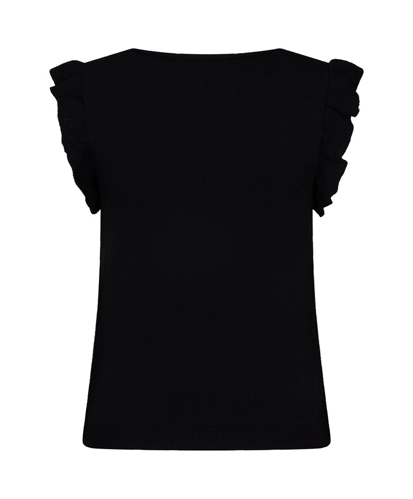 EsQualo Top V-neck Ruffle