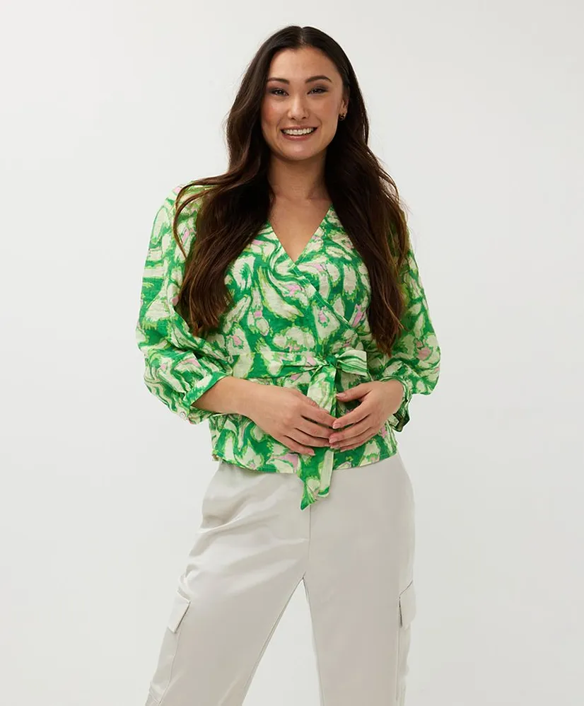 EsQualo Wrap Blouse Floral Treasure