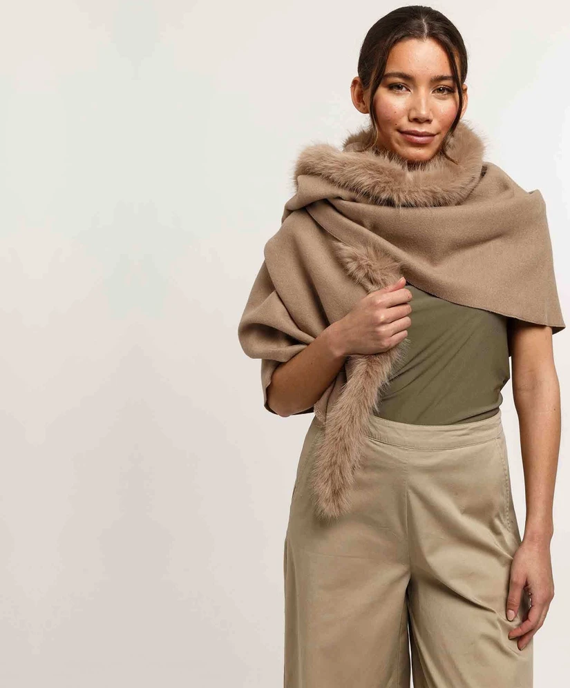 FRAAS Sjaal Ruana Faux Fur