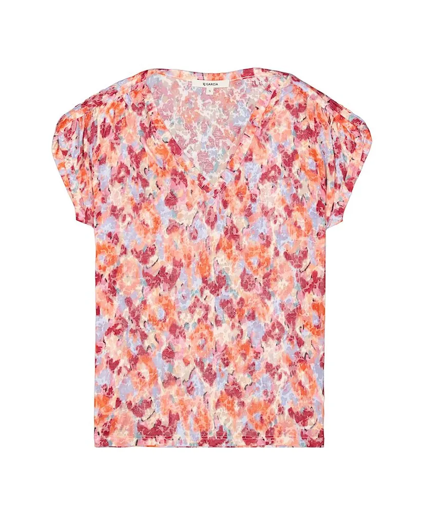 GARCIA T-shirt V-hals Allover Print