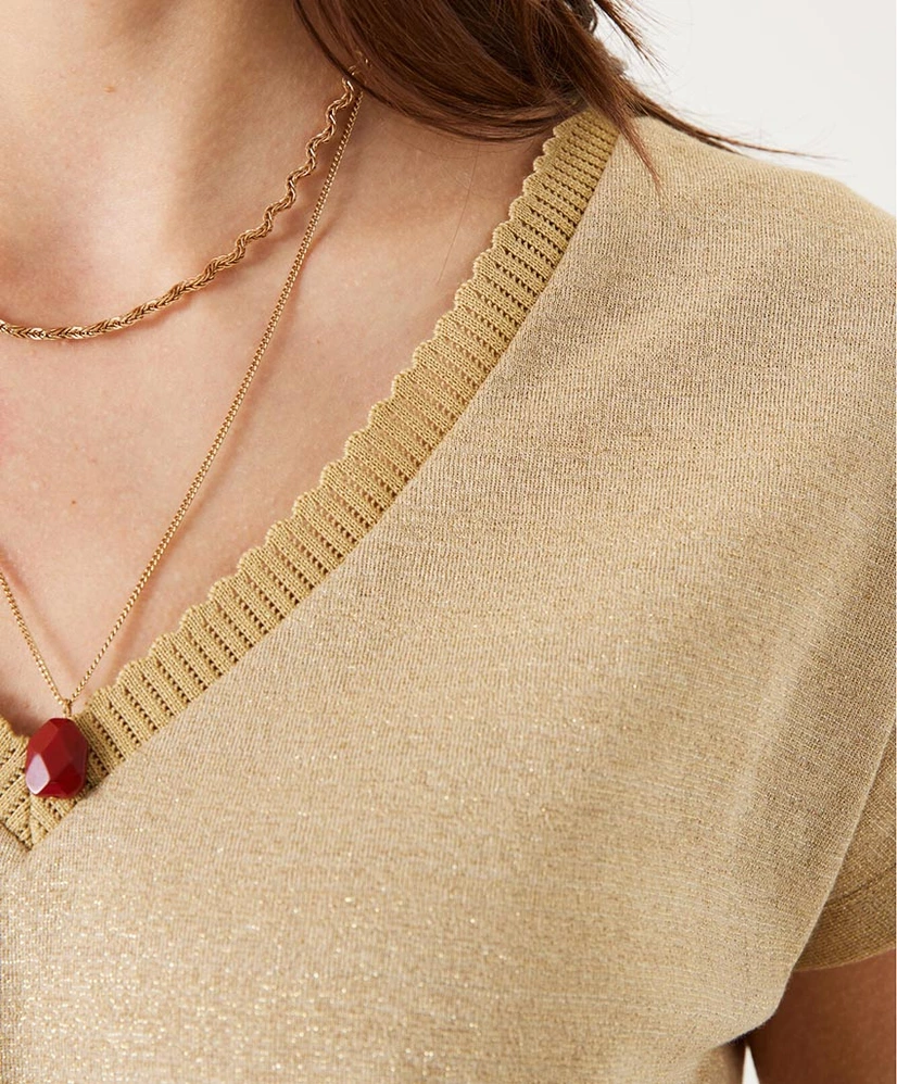 GARCIA T-shirt V-hals Glitter