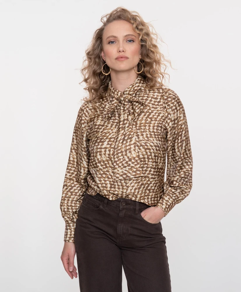 Geisha Blouse Strik Allover Print
