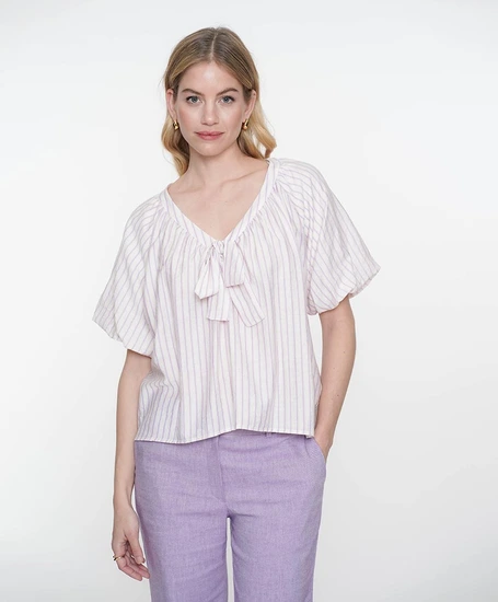 Geisha Blouse Stripe Bow