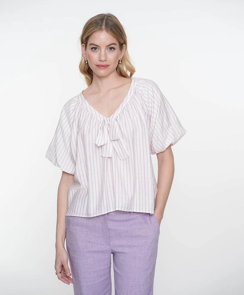Geisha Blouse Stripe Bow