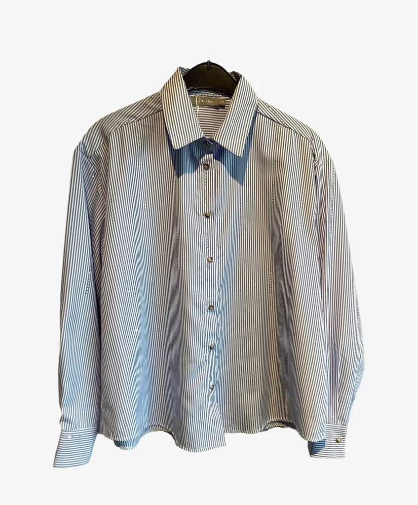 Geisha Blouse Stripes Rhinestones