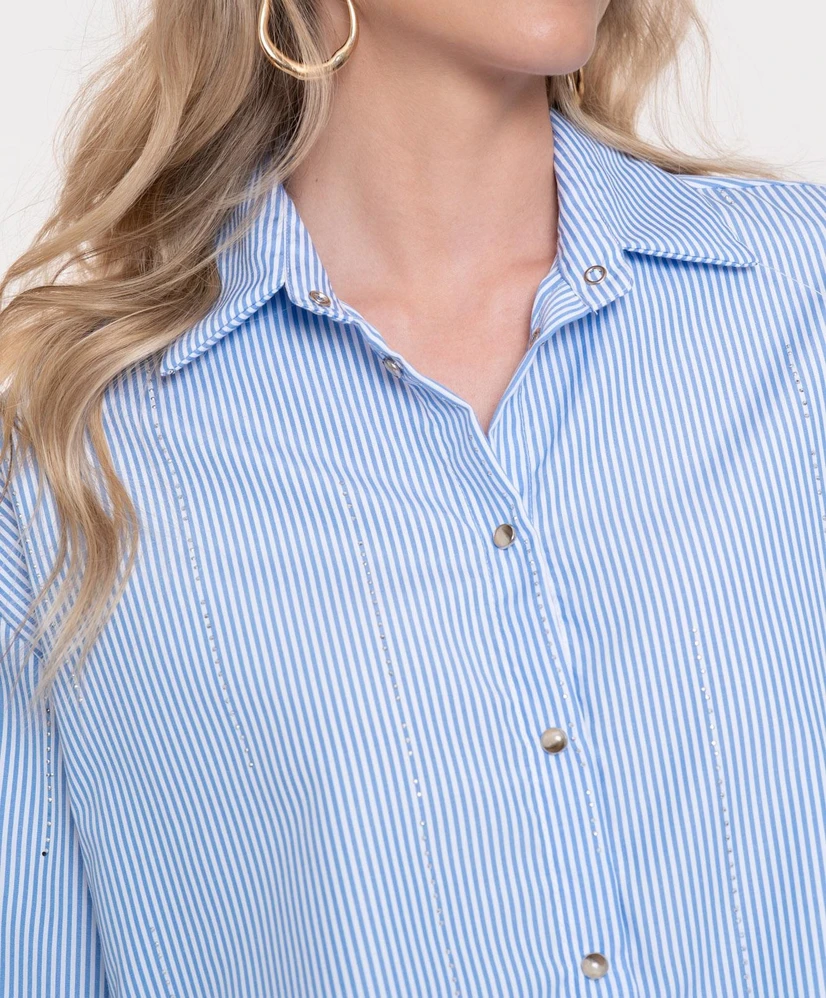 Geisha Blouse Stripes Rhinestones