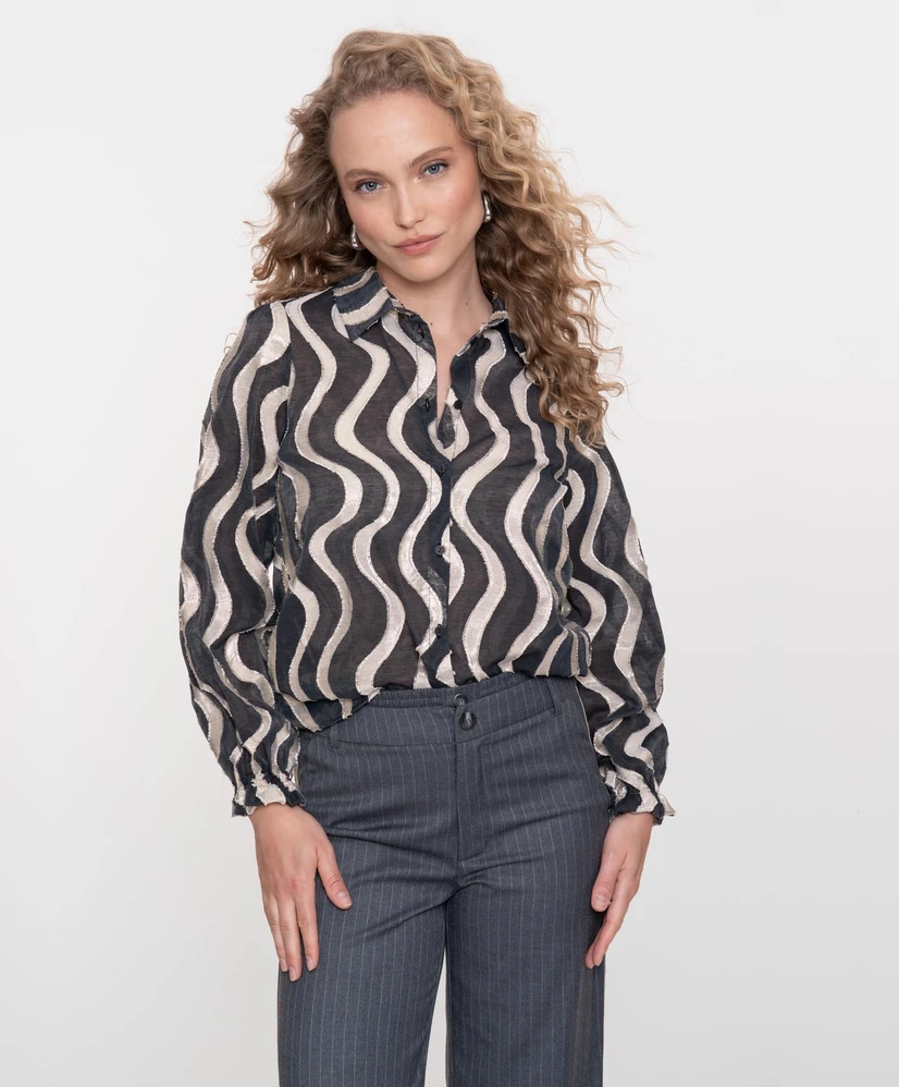 Geisha Blouse Wavy Print