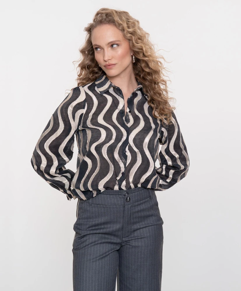Geisha Blouse Wavy Print