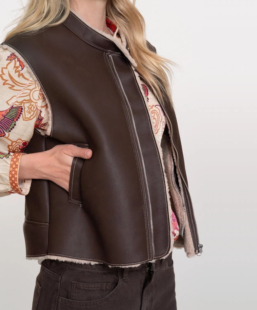 Geisha Gilet Biker Lammy