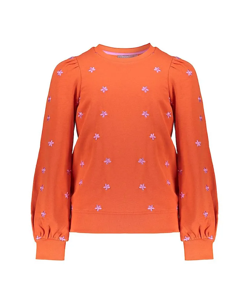 Geisha Girls Sweater Embroiderd Flowers