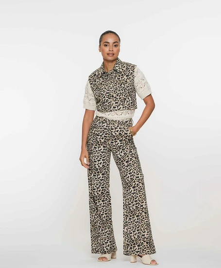 Geisha Jeans Wide Leg Leopard